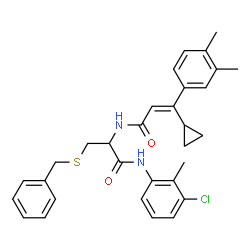 ChemSpider 2D Image | S-Benzyl-N-(3-chloro-2-methylphenyl)-N~2~-[(2E)-3-cyclopropyl-3-(3,4-dimethylphenyl)-2-propenoyl]cysteinamide | C31H33ClN2O2S