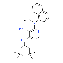 ChemSpider 2D Image | N~4~-Ethyl-N~4~-(1-naphthyl)-N~6~-(2,2,6,6-tetramethyl-4-piperidinyl)-4,5,6-pyrimidinetriamine | C25H34N6