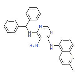 ChemSpider 2D Image | N~4~-(Diphenylmethyl)-N~6~-(2-methyl-5-quinolinyl)-4,5,6-pyrimidinetriamine | C27H24N6