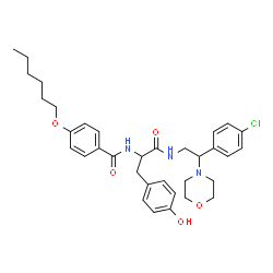 ChemSpider 2D Image | N-[2-(4-Chlorophenyl)-2-(4-morpholinyl)ethyl]-Nalpha-[4-(hexyloxy)benzoyl]tyrosinamide | C34H42ClN3O5