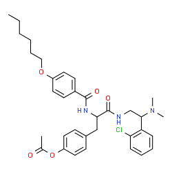 ChemSpider 2D Image | 4-(3-{[2-(2-Chlorophenyl)-2-(dimethylamino)ethyl]amino}-2-{[4-(hexyloxy)benzoyl]amino}-3-oxopropyl)phenyl acetate | C34H42ClN3O5