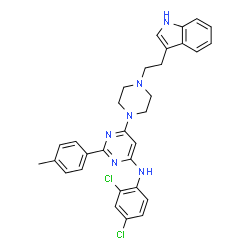 ChemSpider 2D Image | N-(2,4-Dichlorophenyl)-6-{4-[2-(1H-indol-3-yl)ethyl]-1-piperazinyl}-2-(4-methylphenyl)-4-pyrimidinamine | C31H30Cl2N6