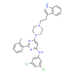 ChemSpider 2D Image | N-(3,5-Dichlorophenyl)-6-{4-[2-(1H-indol-3-yl)ethyl]-1-piperazinyl}-2-(2-methylphenyl)-4-pyrimidinamine | C31H30Cl2N6