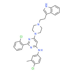 ChemSpider 2D Image | N-(4-Chloro-3-methylphenyl)-2-(2-chlorophenyl)-6-{4-[2-(1H-indol-3-yl)ethyl]-1-piperazinyl}-4-pyrimidinamine | C31H30Cl2N6