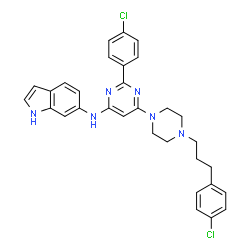 ChemSpider 2D Image | N-[2-(4-Chlorophenyl)-6-{4-[3-(4-chlorophenyl)propyl]-1-piperazinyl}-4-pyrimidinyl]-1H-indol-6-amine | C31H30Cl2N6