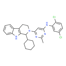 ChemSpider 2D Image | 6-(1-Cyclohexyl-1,3,4,9-tetrahydro-2H-beta-carbolin-2-yl)-N-(2,5-dichlorophenyl)-2-methyl-4-pyrimidinamine | C28H29Cl2N5