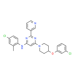 ChemSpider 2D Image | N-(4-Chloro-2-methylphenyl)-6-[4-(3-chlorophenoxy)-1-piperidinyl]-2-(3-pyridinyl)-4-pyrimidinamine | C27H25Cl2N5O