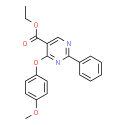 ChemSpider 2D Image | Ethyl 4-(4-methoxyphenoxy)-2-phenyl-5-pyrimidinecarboxylate | C20H18N2O4