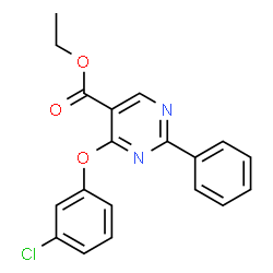 ChemSpider 2D Image | Ethyl 4-(3-chlorophenoxy)-2-phenyl-5-pyrimidinecarboxylate | C19H15ClN2O3
