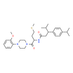 ChemSpider 2D Image | 3-(4-Isopropylphenyl)-N-{1-[4-(2-methoxyphenyl)-1-piperazinyl]-4-(methylsulfanyl)-1-oxo-2-butanyl}-4-methylpentanamide | C31H45N3O3S