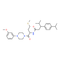 ChemSpider 2D Image | 3-(4-Isopropylphenyl)-N-{1-[4-(3-methoxyphenyl)-1-piperazinyl]-4-(methylsulfanyl)-1-oxo-2-butanyl}-4-methylpentanamide | C31H45N3O3S