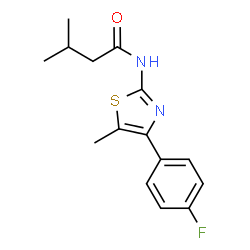 ChemSpider 2D Image | N-[4-(4-Fluorophenyl)-5-methyl-1,3-thiazol-2-yl]-3-methylbutanamide | C15H17FN2OS