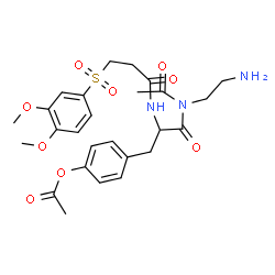 ChemSpider 2D Image | 4-{3-[Acetyl(2-aminoethyl)amino]-2-({3-[(3,4-dimethoxyphenyl)sulfonyl]propanoyl}amino)-3-oxopropyl}phenyl acetate | C26H33N3O9S