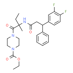 ChemSpider 2D Image | Ethyl 4-{N-[3-(3,4-difluorophenyl)-3-phenylpropanoyl]isovalyl}-1-piperazinecarboxylate | C27H33F2N3O4