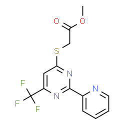 ChemSpider 2D Image | Methyl {[2-(2-pyridinyl)-6-(trifluoromethyl)-4-pyrimidinyl]sulfanyl}acetate | C13H10F3N3O2S