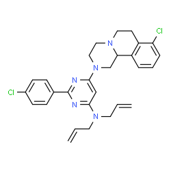 ChemSpider 2D Image | N,N-Diallyl-6-(8-chloro-1,3,4,6,7,11b-hexahydro-2H-pyrazino[2,1-a]isoquinolin-2-yl)-2-(4-chlorophenyl)-4-pyrimidinamine | C28H29Cl2N5