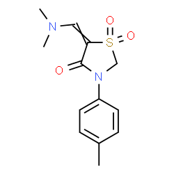 ChemSpider 2D Image | 5-(dimethylaminomethylidene)-3-(4-methylphenyl)-1,1-dioxo-1,3-thiazolidin-4-one | C13H16N2O3S