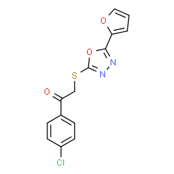 ChemSpider 2D Image | 1-(4-Chlorophenyl)-2-{[5-(2-furyl)-1,3,4-oxadiazol-2-yl]sulfanyl}ethanone | C14H9ClN2O3S
