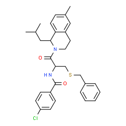 ChemSpider 2D Image | N-[3-(Benzylsulfanyl)-1-(1-isobutyl-6-methyl-3,4-dihydro-2(1H)-isoquinolinyl)-1-oxo-2-propanyl]-4-chlorobenzamide | C31H35ClN2O2S