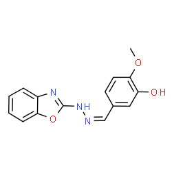 ChemSpider 2D Image | 5-[(Z)-(1,3-Benzoxazol-2-ylhydrazono)methyl]-2-methoxyphenol | C15H13N3O3