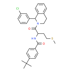 ChemSpider 2D Image | N-{1-[1-(3-Chlorophenyl)-3,4-dihydro-2(1H)-isoquinolinyl]-4-(methylsulfanyl)-1-oxo-2-butanyl}-4-(2-methyl-2-propanyl)benzamide | C31H35ClN2O2S