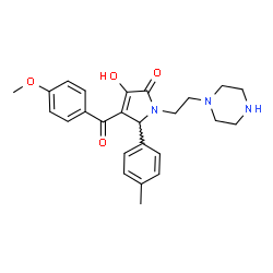 ChemSpider 2D Image | 3-Hydroxy-4-(4-methoxybenzoyl)-5-(4-methylphenyl)-1-[2-(1-piperazinyl)ethyl]-1,5-dihydro-2H-pyrrol-2-one | C25H29N3O4