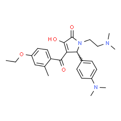 ChemSpider 2D Image | 1-[2-(Dimethylamino)ethyl]-5-[4-(dimethylamino)phenyl]-4-(4-ethoxy-2-methylbenzoyl)-3-hydroxy-1,5-dihydro-2H-pyrrol-2-one | C26H33N3O4