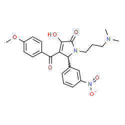 ChemSpider 2D Image | 1-[3-(Dimethylamino)propyl]-3-hydroxy-4-(4-methoxybenzoyl)-5-(3-nitrophenyl)-1,5-dihydro-2H-pyrrol-2-one | C23H25N3O6