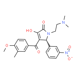 ChemSpider 2D Image | 1-[2-(Dimethylamino)ethyl]-3-hydroxy-4-(4-methoxy-3-methylbenzoyl)-5-(3-nitrophenyl)-1,5-dihydro-2H-pyrrol-2-one | C23H25N3O6