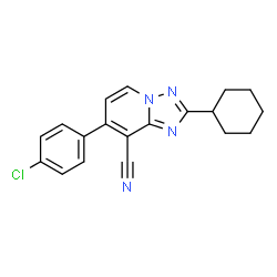 ChemSpider 2D Image | 7-(4-Chlorophenyl)-2-cyclohexyl[1,2,4]triazolo[1,5-a]pyridine-8-carbonitrile | C19H17ClN4