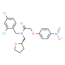 ChemSpider 2D Image | N-(2,4-Dichlorobenzyl)-2-(4-nitrophenoxy)-N-(tetrahydro-2-furanylmethyl)acetamide | C20H20Cl2N2O5