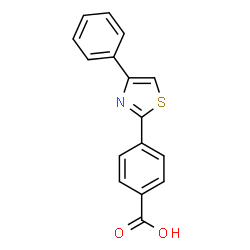 ChemSpider 2D Image | 4-(4-Phenyl-1,3-thiazol-2-yl)benzoic acid | C16H11NO2S