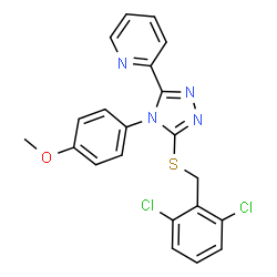 ChemSpider 2D Image | 2-{5-[(2,6-Dichlorobenzyl)sulfanyl]-4-(4-methoxyphenyl)-4H-1,2,4-triazol-3-yl}pyridine | C21H16Cl2N4OS