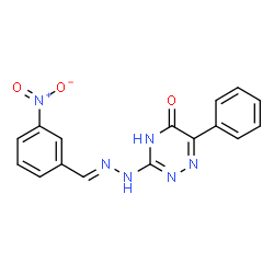 ChemSpider 2D Image | 3-[(2E)-2-(3-Nitrobenzylidene)hydrazino]-6-phenyl-1,2,4-triazin-5(2H)-one | C16H12N6O3