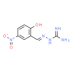 ChemSpider 2D Image | (2E)-2-(2-Hydroxy-5-nitrobenzylidene)hydrazinecarboximidamide | C8H9N5O3