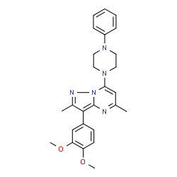 ChemSpider 2D Image | 3-(3,4-Dimethoxyphenyl)-2,5-dimethyl-7-(4-phenyl-1-piperazinyl)pyrazolo[1,5-a]pyrimidine | C26H29N5O2