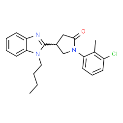 ChemSpider 2D Image | 4-(1-Butyl-1H-benzimidazol-2-yl)-1-(3-chloro-2-methylphenyl)-2-pyrrolidinone | C22H24ClN3O