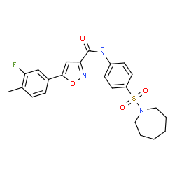 ChemSpider 2D Image | N-[4-(1-Azepanylsulfonyl)phenyl]-5-(3-fluoro-4-methylphenyl)-1,2-oxazole-3-carboxamide | C23H24FN3O4S