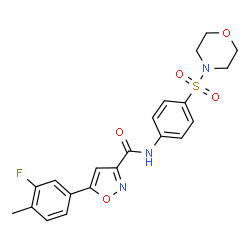 ChemSpider 2D Image | 5-(3-Fluoro-4-methylphenyl)-N-[4-(4-morpholinylsulfonyl)phenyl]-1,2-oxazole-3-carboxamide | C21H20FN3O5S