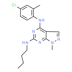 ChemSpider 2D Image | N~6~-Butyl-N~4~-(4-chloro-2-methylphenyl)-1-methyl-1H-pyrazolo[3,4-d]pyrimidine-4,6-diamine | C17H21ClN6