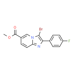 ChemSpider 2D Image | Methyl 3-bromo-2-(4-fluorophenyl)imidazo[1,2-a]pyridine-6-carboxylate | C15H10BrFN2O2