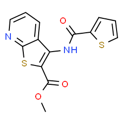ChemSpider 2D Image | Methyl 3-[(2-thienylcarbonyl)amino]thieno[2,3-b]pyridine-2-carboxylate | C14H10N2O3S2