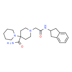 ChemSpider 2D Image | 1'-[2-(2,3-Dihydro-1H-inden-2-ylamino)-2-oxoethyl]-1,4'-bipiperidine-4'-carboxamide | C22H32N4O2