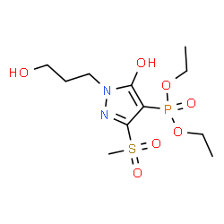 ChemSpider 2D Image | Diethyl [5-hydroxy-1-(3-hydroxypropyl)-3-(methylsulfonyl)-1H-pyrazol-4-yl]phosphonate | C11H21N2O7PS