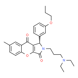 ChemSpider 2D Image | 2-[3-(Diethylamino)propyl]-7-methyl-1-(3-propoxyphenyl)-1,2-dihydrochromeno[2,3-c]pyrrole-3,9-dione | C28H34N2O4