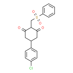 ChemSpider 2D Image | 2-(benzenesulfonylmethyl)-5-(4-chlorophenyl)cyclohexane-1,3-dione | C19H17ClO4S