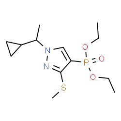ChemSpider 2D Image | Diethyl [1-(1-cyclopropylethyl)-3-(methylsulfanyl)-1H-pyrazol-4-yl]phosphonate | C13H23N2O3PS