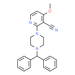 ChemSpider 2D Image | 2-[4-(Diphenylmethyl)-1-piperazinyl]-4-methoxynicotinonitrile | C24H24N4O