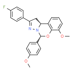 ChemSpider 2D Image | 2-(4-Fluorophenyl)-7-methoxy-5-(4-methoxyphenyl)-1,10b-dihydropyrazolo[1,5-c][1,3]benzoxazine | C24H21FN2O3