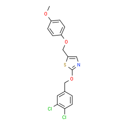 ChemSpider 2D Image | 2-[(3,4-Dichlorobenzyl)oxy]-5-[(4-methoxyphenoxy)methyl]-1,3-thiazole | C18H15Cl2NO3S